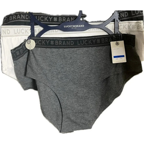 Lucky Brand XL Neutral Array Logo Elastic Waistband Cotton Hipster Panties- 3 Pk - Picture 2 of 4